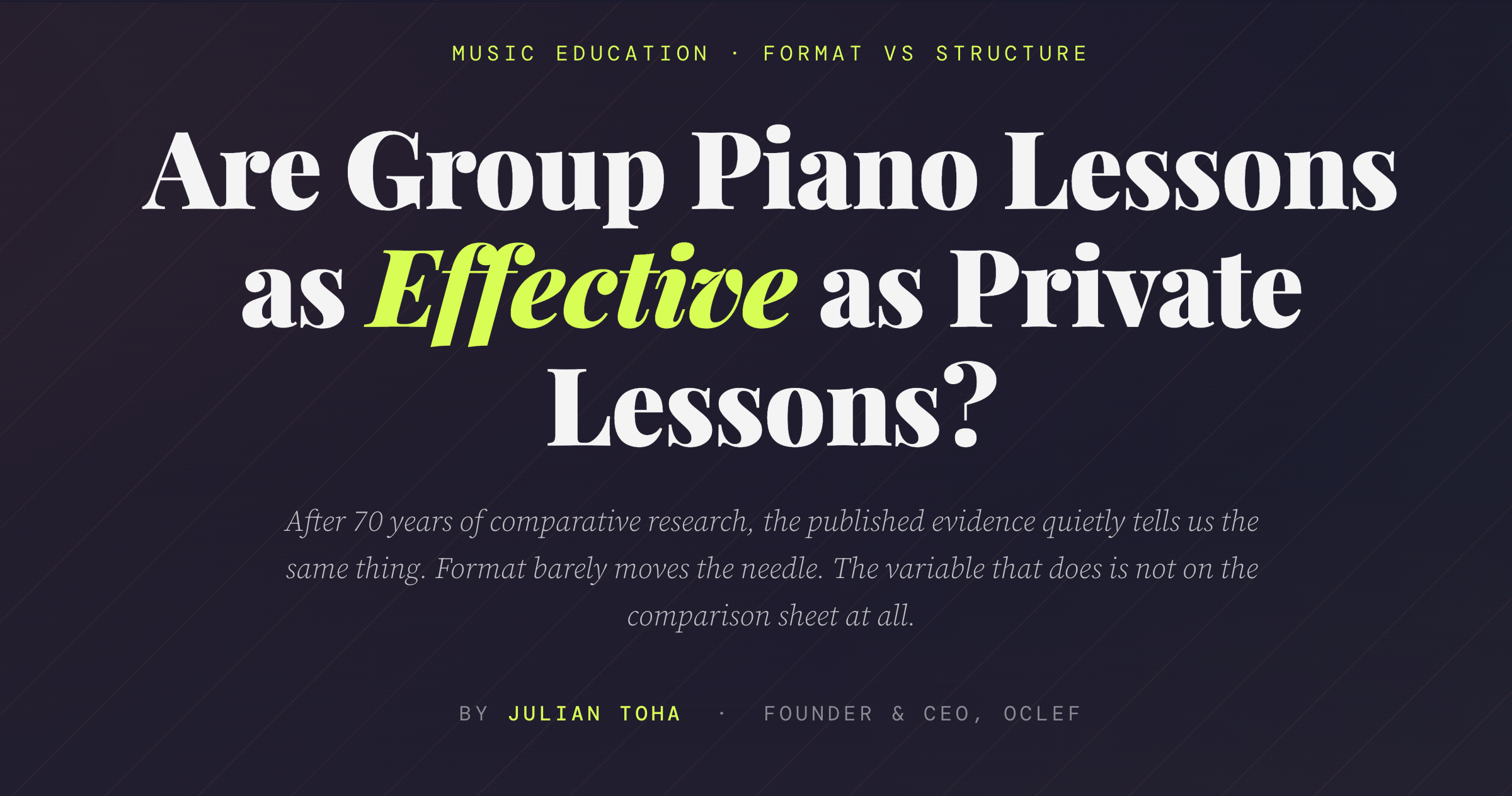 Are Group Piano Lessons as Effective as Private Lessons? — Julian Toha
